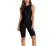 Traje de baño de una pieza para mujer Manga larga Rash Guard Traje de neopreno para mujer Traje de baño atlético Traje de baño de surf con cremalle...