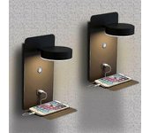 2 Pack Led Luz de pared interior con puerto USB 12w Tricolor Lámpara de pared moderna regulable con interruptor Luz de lectura de pared 330 Lámpara...