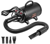 Succebuy Secador para perros, 2000W/2.7HP Secador de pelo para perros, Secador de pelo para mascotas con 4 boquillas y manguera extensible, negro
