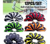 12pcs / set Golf Club Iron Head Cover Protector Neopreno Golf Cubierta protectora de la cabeza Rojo