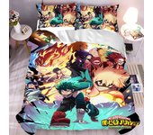 Nuevo juego de cama Cool My Hero Academia Deku Bakugou Todoroki Toga Figuras de acción Manga 3D 1 funda nórdica 2 fundas de almohada Single135x200cm