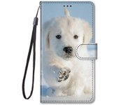 Compatible con Asus Zenfone 9 Painted Flip Cover Magnetic Coque Cover Etui Closure - Cachorro blanco