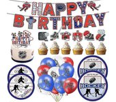 Hockey Deportes Fiesta temática Dibujos animados Vajilla desechable Vajilla Platos de papel Tazas Globos Cumpleaños Baby Shower Celebrar Decoración...