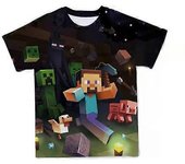 Serie de películas de animación de dibujos animados de Minecraft Impresión digital 3D Camiseta suelta casual 120