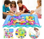 28pcs Jugar Agua y Juego de Pesca Magnético Juguete de Verano 24 Pulgadas Piscina Juego Para Niños Zekai