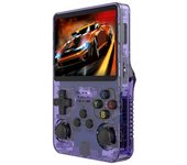 R36S Consola de videojuegos portátil retro Sistema Linux Pantalla IPS de 3,5 pulgadas Reproductor de video de bolsillo portátil 128GB Juegos-Púrpura