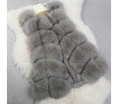 Mujer Faux Fur Chaleco Chaleco Chaleco Body Warmer Sleeveless Jacket Coat Gris M