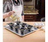 6 tazas de molde antiadherente para muffins, magdalena, muffcake, budín para hornear, frittatas, muffins, quiches, pasteles de pudín Negro