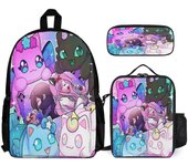 Aphmau Backpack Set de 3 piezas Mochila para computadora portátil con estuche de lápices Combinación de bolsa de almuerzo One Size