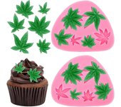 Ubiuo 2 piezas de molde de fondant de pastel de hojas de hierba moldes de olla de hojas de silicona para decoración de pastel temático de hojas de ...