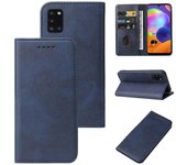 Para Samsung Galaxy A31 Cierre magnético Funda de teléfono de cuero Azul