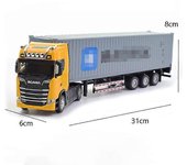 1:50 Camión contenedor de juguete modelo de metal fundido a presión tira hacia atrás con sonido y luz coches de alta simitación juguetes para niños...