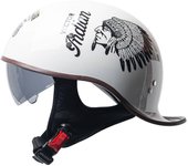 Unbrand  Vintage Open Face Casco de moto Gorra de béisbol Medio casco Retro Hombres Gorra de mujer Indio blanco L