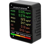 6 En 1 Detector De Calidad Del Aire Lcd Pantalla Grande Medidor De Co2 Pm2.5 Pm10 Hcho Tvoc Co Co2 Co Dióxido De Carbono Monitor De Formaldehído-DYDZ