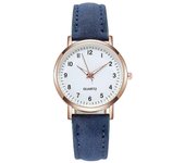 Relojes de Mujer Pequeño Cuarzo Analógico Reloj de Pulsera Casual Cuero Azul
