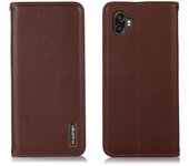 Khazneh Para Samsung Galaxy Xcover 6 Pro Nappa Textura Piel de Vaca Genuina Cartera de Cuero de Vaca Funda de Teléfono Cierre Automático Cubierta d...