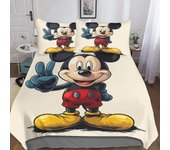DSJackson Mickey Mouse 3 Piezas Funda de edredón Impresión 3D Dibujos animados Funda nórdica Juego de ropa de cama con microfibra con cierre de cre...