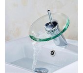 Baño Cocina Fregadero Redondo Cristal Cascada Grifo De Latón Lavabo Cromado Grifo