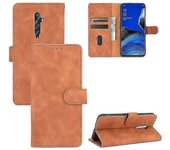 Funda para Oppo Reno 2z/ Reno 2f Funda Cuero Premium con Tarjetero Flip Folio Funda Magnética Etui Coque - Marrón