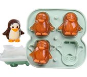 Ubiuo Moldes de cubitos de hielo de pingüino,Bandeja de cubitos de hielo con forma divertida,Haga 4 lindas bolas de hielo de pingüino para bebidas ...