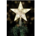 Punta de árbol de Navidad con 10 LED y enchufe - Punta de árbol de Navidad iluminada en blanco cálido - Punta de árbol de Navidad con forma de estr...