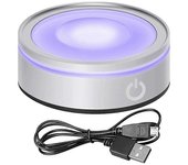 Luz LED con tacto sensible Pantalla de soporte redonda colorida para marco de fotos de arte de cristal 3D Si Plata
