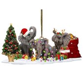 Colgante de madera de Navidad Perezoso Elefante Piggy Shark Colgantes de árbol de Navidad Decoración de fiesta en casa YEMAA