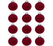 12 piezas de bolas de Navidad de terciopelo flocadas Adornos de bolas de árbol de Navidad Bolas de plástico Adornos colgantes decorativos de Navida...