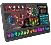 Paquete de equipo de podcast, interfaz de audio X5 con mezclador, cambiador de voz de placa de sonido para transmisión y juegos Negro