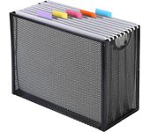 Caja de archivo organizadora de archivos colgantes,Soporte organizador de escritorio de archivos de malla metálica con 5 carpetas colgantes incl Gr...
