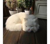Realista Sleeping Lifelike Gato Peluche Piel falsa Tamaño natural Peludo Animal de la casa Blanco
