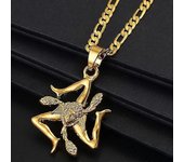 Anniyo Sicilia Ciudades Colgantes Collares Hombres Mujeres Sicilia Italiana Joyería #237106p Color dorado 45cm Thin Chain