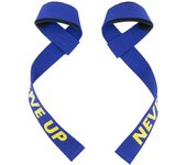 Correas de levantamiento de pesas para hombre para peso muerto - Muñequera para entrenamiento de fuerza Cyan NEVER GIVE UP 2pcs