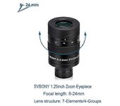 Ocular de telescopio con zoom de 1,25" 7-21 mm / 8-24 mm / 10-30 mm FMC Lente de zoom Accesorio de telescopio para telescopios astronómicos 8-24mm