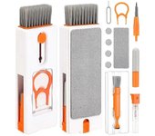Kit de limpieza electrónica 11 en 1 Limpieza portátil para teclado, con cepillo de lápiz de limpieza para teclado Blanco anaranjado