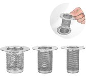 3pcs Cubierta de drenaje de bañera, Hair Catcher Shower Drain Acero inoxidable Deep Hair Catcher Colador de pelo Filtro de drenaje de ducha para co...