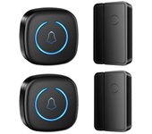 Sensor de imán de puerta inalámbrico comercial M8 Aviso de visitante de bienvenida con 2 transmisores 2 receptores  Multicolor US Plug Black