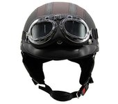 Casco Harley de verano Casco de seguridad retro de cuero con gafas Casco de moto seguro y de primera calidad marrón negro