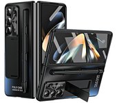 Funda Galaxy Z Fold 5 con S Pen y ranura para pluma S, protector de pantalla incorporado y soporte para Samsung Negro