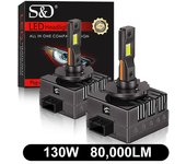 100w 50000lm-80000lm D1s D3s Led D2s D4s D5s D8s Led Canbus Faros Hid D1r D2r D3r D4r D5r D8r Bombilla 130w Luz de coche Auto 6500k 12v 24v 130W 80...