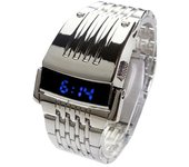 Hiborth Reloj de pulsera LED Modo automático de ahorro de energía Reloj deportivo de calendario digital de acero inoxidable para oficial Plata