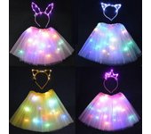 Chica Mujeres Led Falda Hada Luz Tutu Glow Gato Conejito Oreja Corona Diadema Fiesta Regalo Cumpleaños Disfraz de Boda Halloween Navidad 15 for tee...