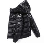 Hombre Shiny Down Jacket Coat Stand Collar Chaqueta con capucha Abrigo de invierno Ropa exterior negro M