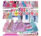 50pcs Muñeca Barbie Ropa Tops Pantalones Vestidos Zapatos Conjunto Moda Fiesta Accesorios Niños Niñas Juguete Regalo
