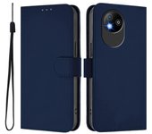 Estuche de PU de color sólido para ZTE Blade A35 Lite / A35 Core Azul marino