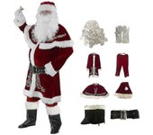 8 Pcs Mens Santa Costume Set Christmas Deluxe Velvet oro 4XL