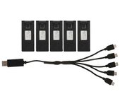 Accesorios para drones 5 piezas de batería de litio para drones 3.7V 1800mah Accesorios de modelo de avión de control remoto con cable de carga Negro