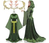 Morakot 6 piezas de disfraces de hadas renacentistas de Halloween para mujeres vestidos de túnica con capucha medievales renacentistas diadema orej...