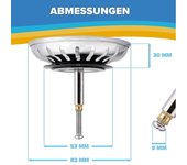 Para Blanco Reemplazo Fregadero de Cocina Colador Tapón de desagüe Lavabo Filtro de desagüe como la imagen 82mm