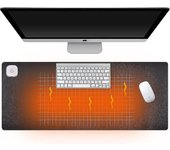 Almohadilla de escritorio caliente, almohadilla de teclado con calefacción grande de Pu, alfombrilla de escritorio de calentador de manos de oficin...